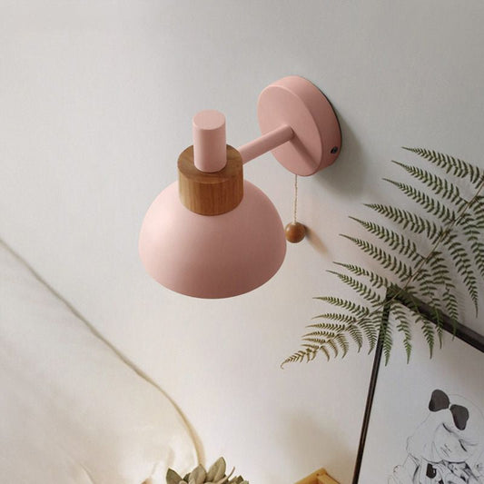 Macaron Domed Sconce Wall Light 1 Bulb With Pull Chain NALANI