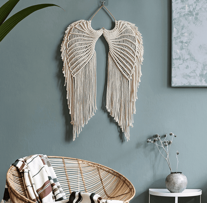 Macrame Angel Wings Wall Hanging Decor for Boho Room Style NaLani