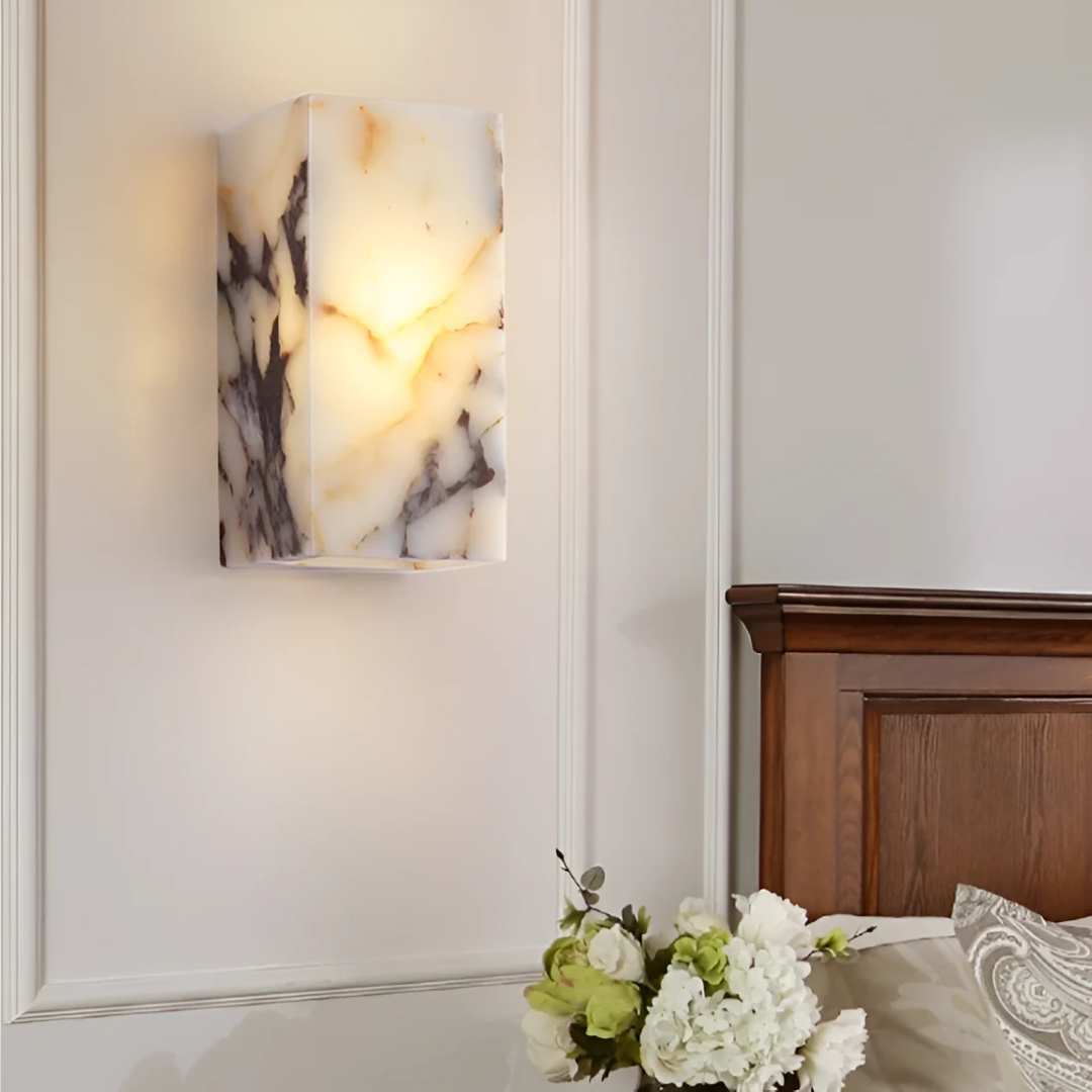 Marble Natural Stone Wall Lamp With Warm LED Lighting NALANI