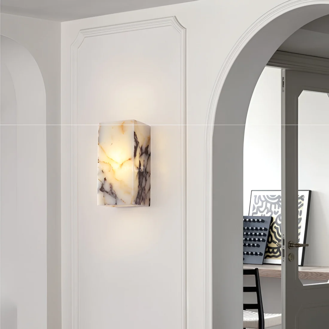 Marble Natural Stone Wall Lamp With Warm LED Lighting NALANI