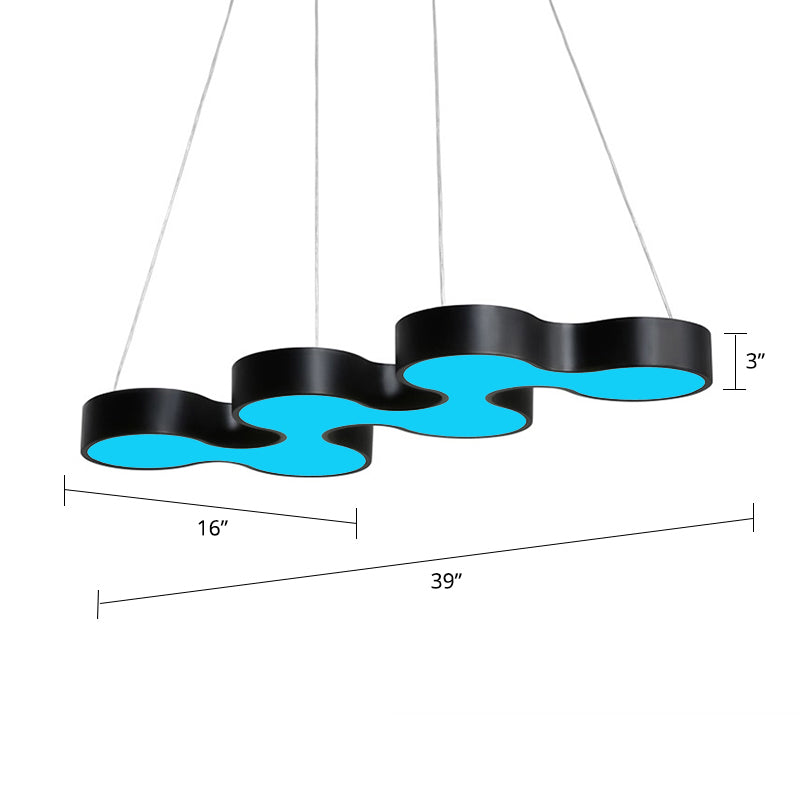 Meandering LED Ceiling Light Modern Metal Office Chandelier Black Blue NALANI