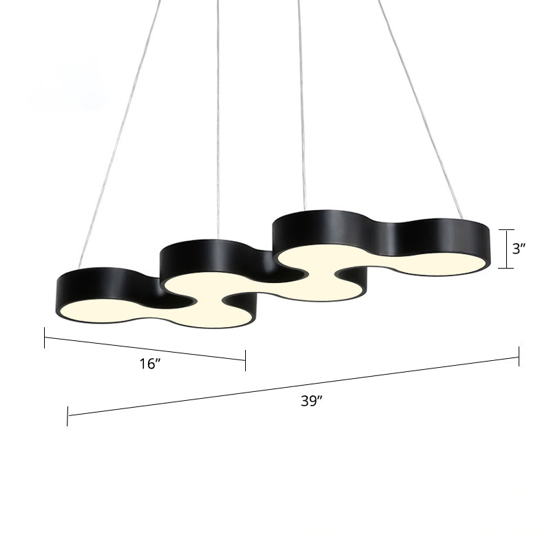 Meandering LED Ceiling Light Modern Metal Office Chandelier Black Natural NALANI