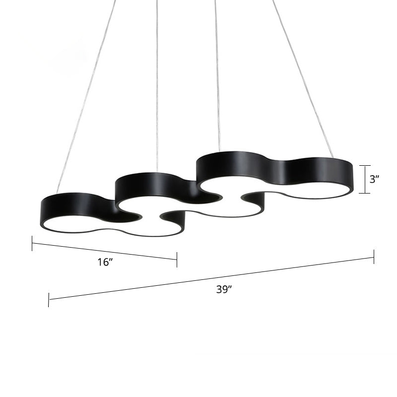 Meandering LED Ceiling Light Modern Metal Office Chandelier Black White NALANI