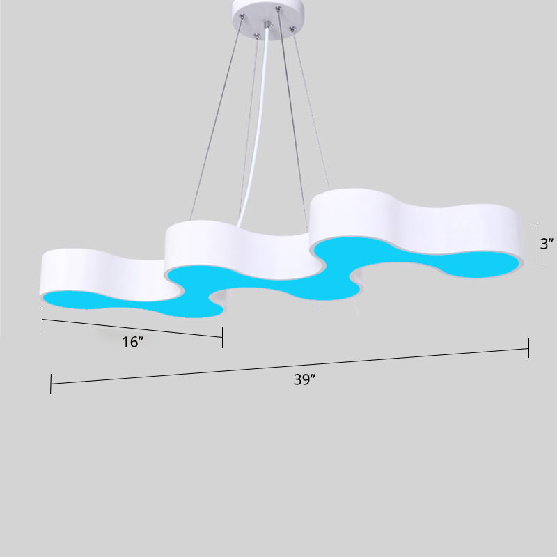 Meandering LED Ceiling Light Modern Metal Office Chandelier White Blue NALANI