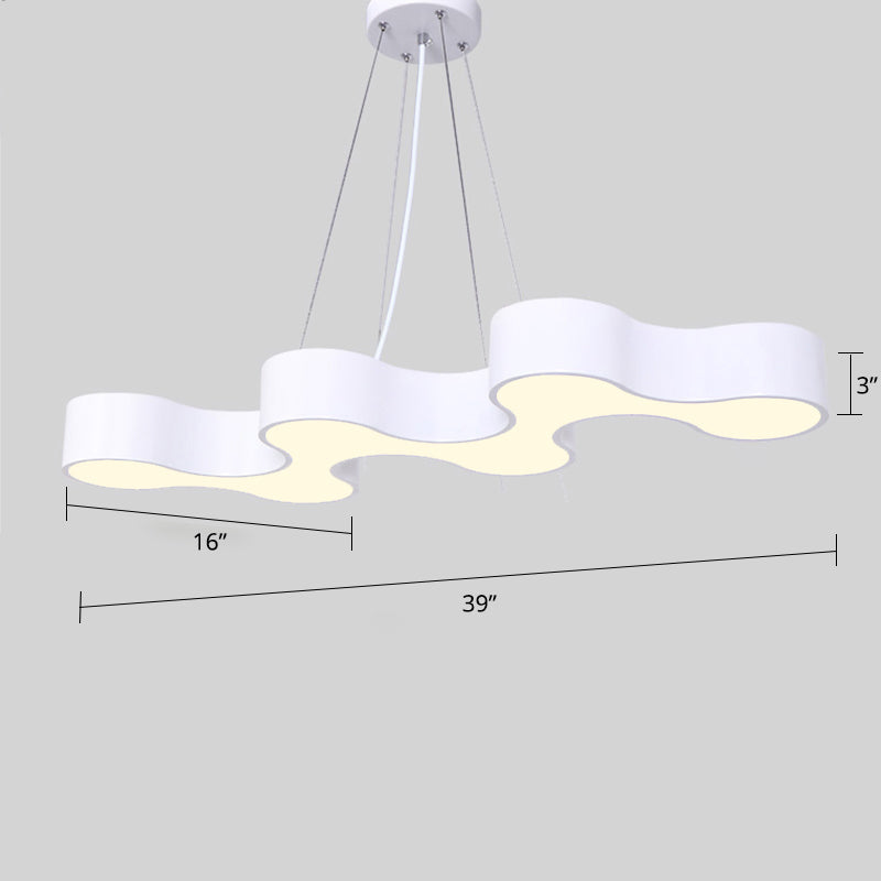 Meandering LED Ceiling Light Modern Metal Office Chandelier White Natural NALANI