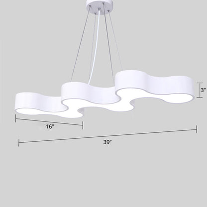 Meandering LED Ceiling Light Modern Metal Office Chandelier White White NALANI