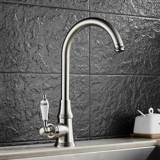 Metal Kitchen Faucet Single Hole Contemporary Chrome Finish NALANI