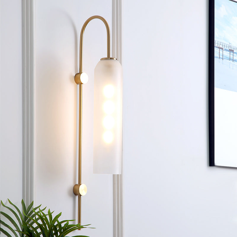 Mid Century Gooseneck Wall Light With Flute Glass Shade