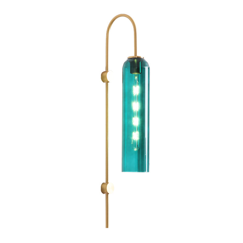 Mid Century Gooseneck Wall Light With Flute Glass Shade