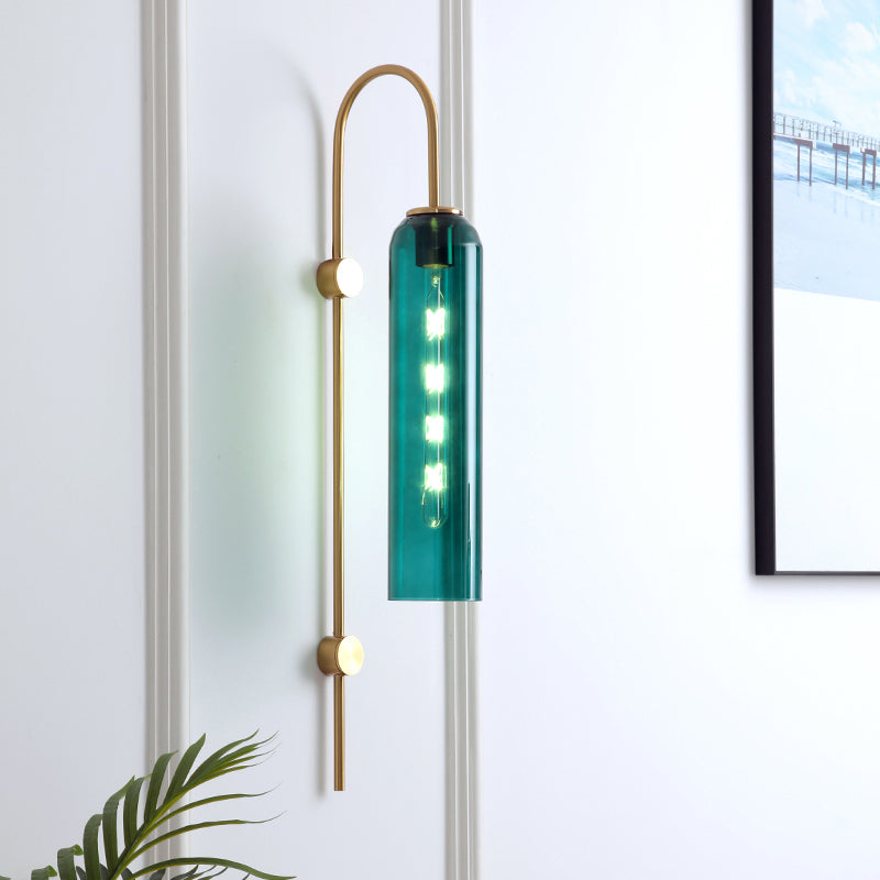 Mid Century Gooseneck Wall Light With Flute Glass Shade