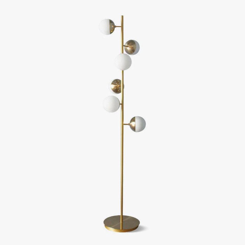 Mid Century LED Tree Lamp With Glass Spheres Gold Base NALANI