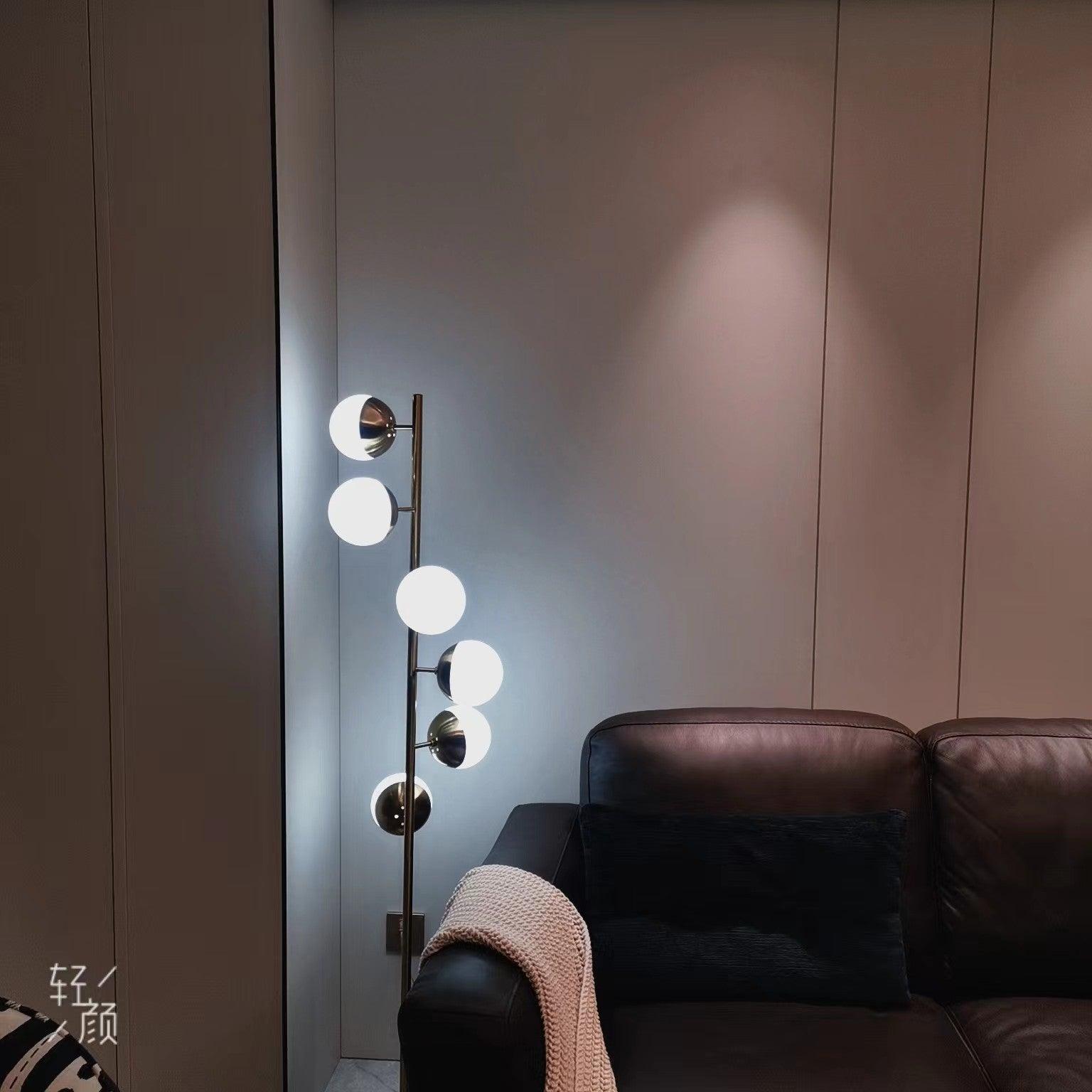Mid Century LED Tree Lamp With Glass Spheres Gold Base NALANI