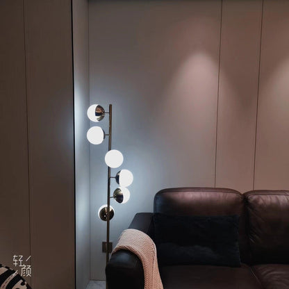 Mid Century LED Tree Lamp With Glass Spheres Gold Base NALANI