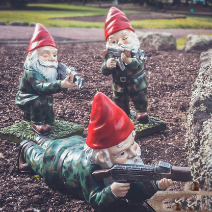 Military Garden Gnome Camouflage Outdoor Decor Resin Camouflage set NALANI