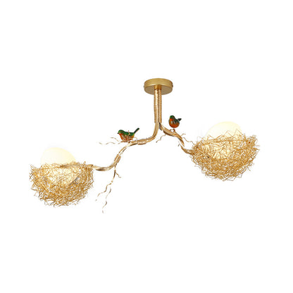 Milk White Glass Ball Chandelier Pendant Gold Hanging Lamp NALANI