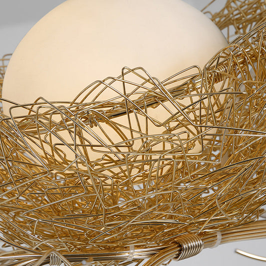 Milk White Glass Ball Chandelier Pendant Gold Hanging Lamp NALANI