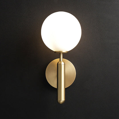 Milky Glass Ball Sconce Brass Wall Mount Light Pencil Arm NALANI