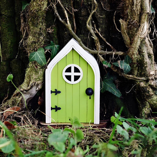 Miniature Enchanted Fairy Door Decor for Garden or Home Decor green (window) NALANI