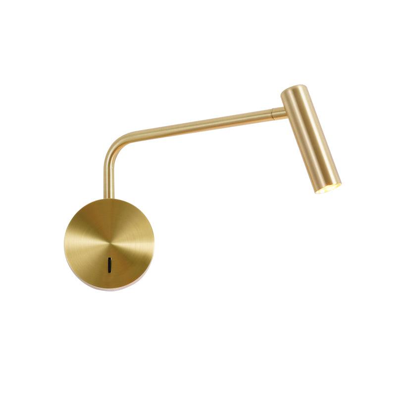 Minimalist Disc LED Wall Sconce With Adjustable Arm ∅ 9.4″ x H 6.2″ Dia 24cm x H 16cm Gold NALANI