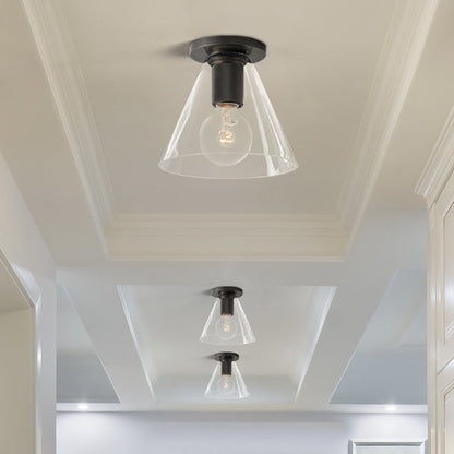 Minimalist Flush Mount Light With Glass Shade and Filament NALANI