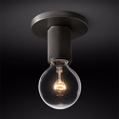 Minimalist Flush Mount Light With Glass Shade and Filament ∅ 4.7" x H 7.1" Dia 12cm x H 18cm Black NALANI