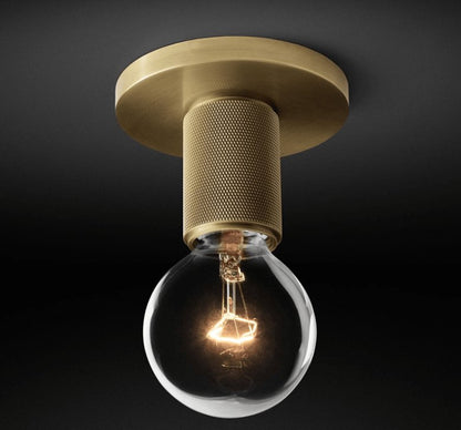 Minimalist Flush Mount Light With Glass Shade and Filament ∅ 4.7" x H 7.1" Dia 12cm x H 18cm Brass NALANI