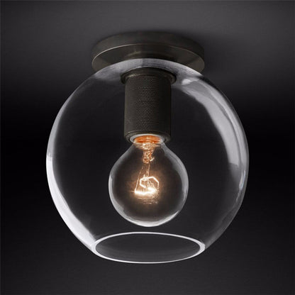 Minimalist Flush Mount Light With Glass Shade and Filament ∅ 7.1" x H 7.9" Dia 18cm x H 20cm Black NALANI