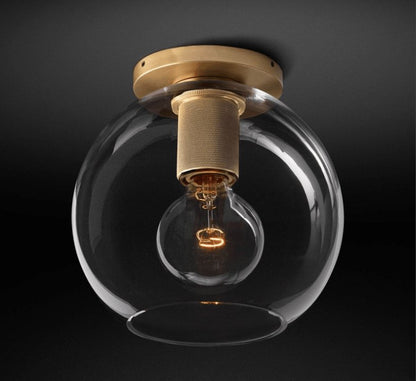 Minimalist Flush Mount Light With Glass Shade and Filament ∅ 7.1" x H 7.9" Dia 18cm x H 20cm Brass NALANI