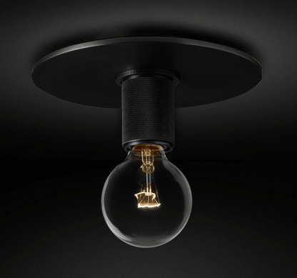 Minimalist Flush Mount Light With Glass Shade and Filament ∅ 7.1" x H 8.7" Dia 18cm x H 22cm Black NALANI