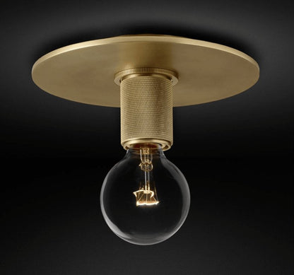 Minimalist Flush Mount Light With Glass Shade and Filament ∅ 7.1" x H 8.7" Dia 18cm x H 22cm Brass NALANI