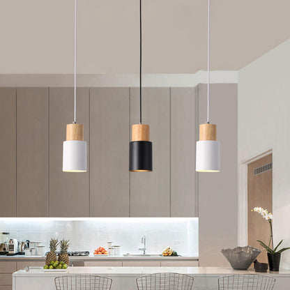 Minimalist LED Cylinder Hanging Light for Scandinavian Decor White NaLani