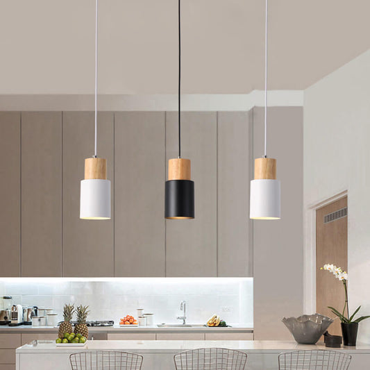Minimalist LED Cylinder Hanging Light for Scandinavian Decor White NaLani