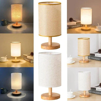 Minimalist Linen Table Lamp With Wooden Base In Home Decor NALANI