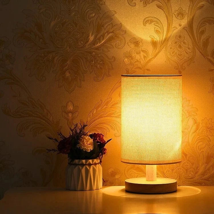 Minimalist Linen Table Lamp With Wooden Base In Home Decor NALANI