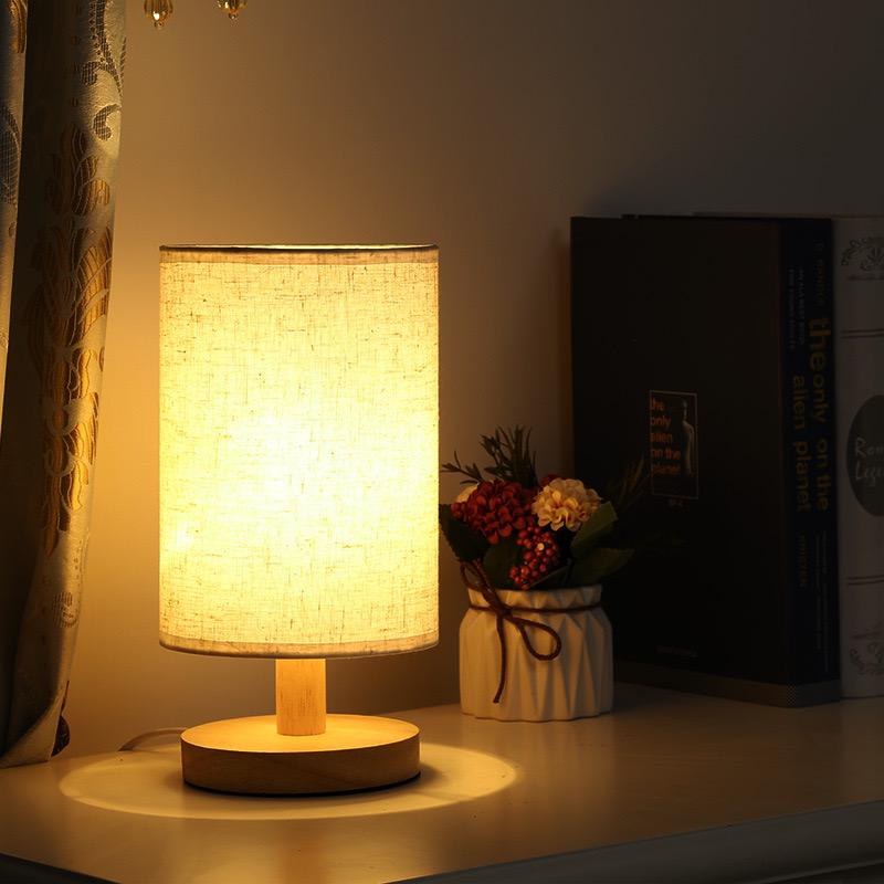 Minimalist Linen Table Lamp With Wooden Base In Home Decor NALANI