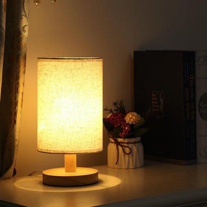 Minimalist Linen Table Lamp With Wooden Base In Home Decor NALANI