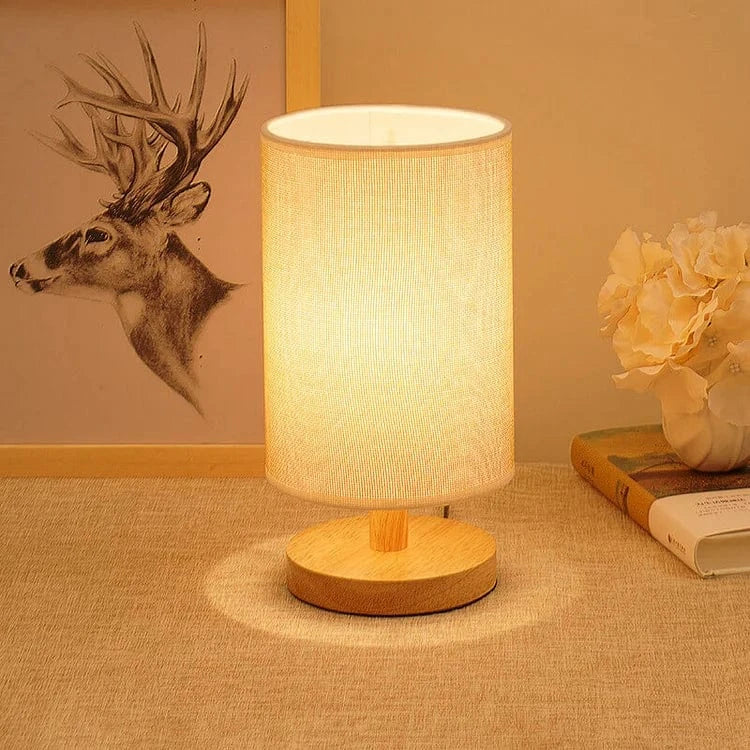 Minimalist Linen Table Lamp With Wooden Base In Home Decor NALANI