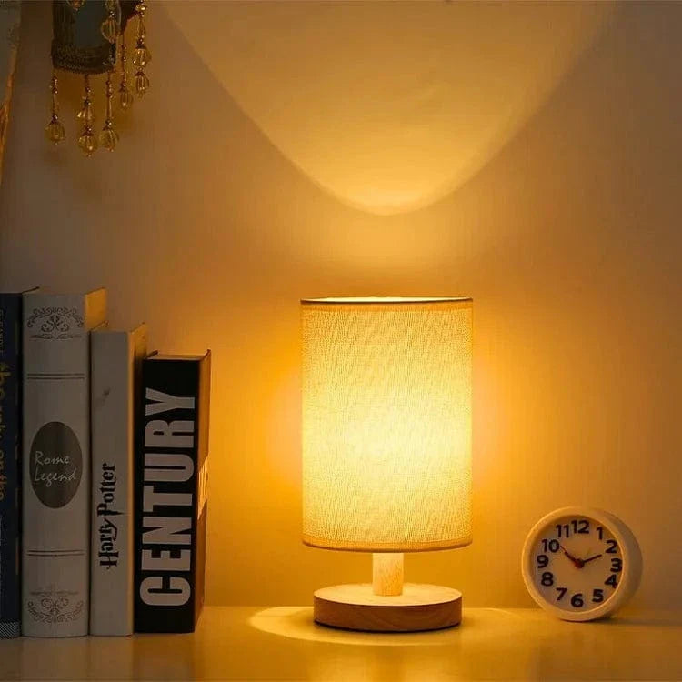 Minimalist Linen Table Lamp With Wooden Base In Home Decor NALANI