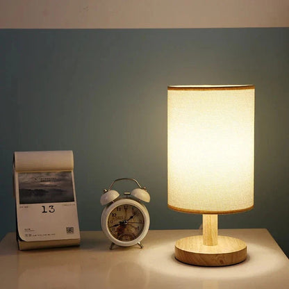 Minimalist Linen Table Lamp With Wooden Base In Home Decor NALANI