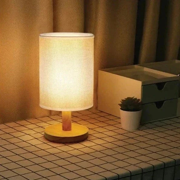 Minimalist Linen Table Lamp With Wooden Base In Home Decor NALANI