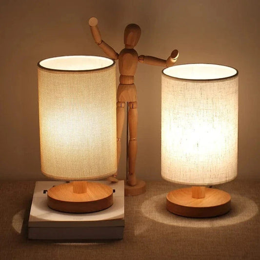 Minimalist Linen Table Lamp With Wooden Base In Home Decor NALANI