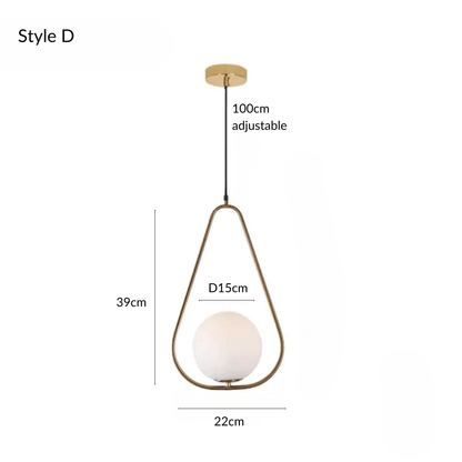 Minimalist Pendant Lights With Frosted Glass Globes Type D NALANI