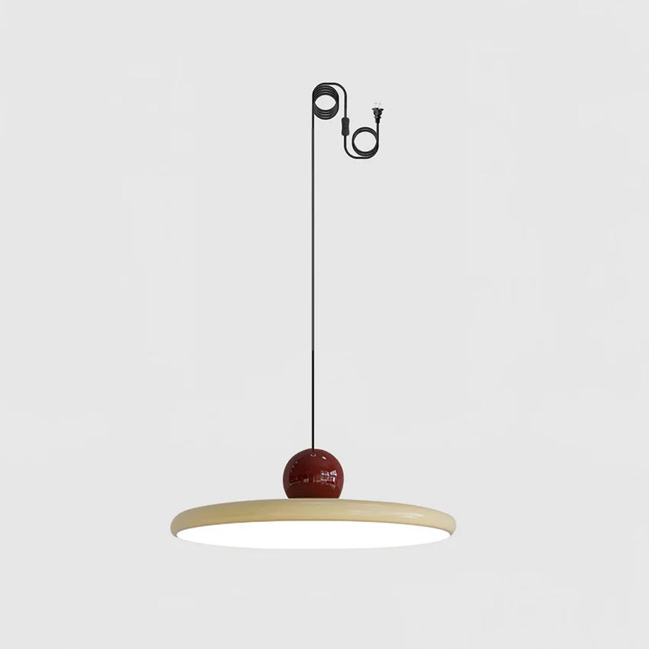 Minimalist Round Disk Pendant Light With Warm Glow ∅ 19.6″ X H 4.7″ Dia 50cm X H 12cm (Power: ~48W) (2 hooks) NALANI