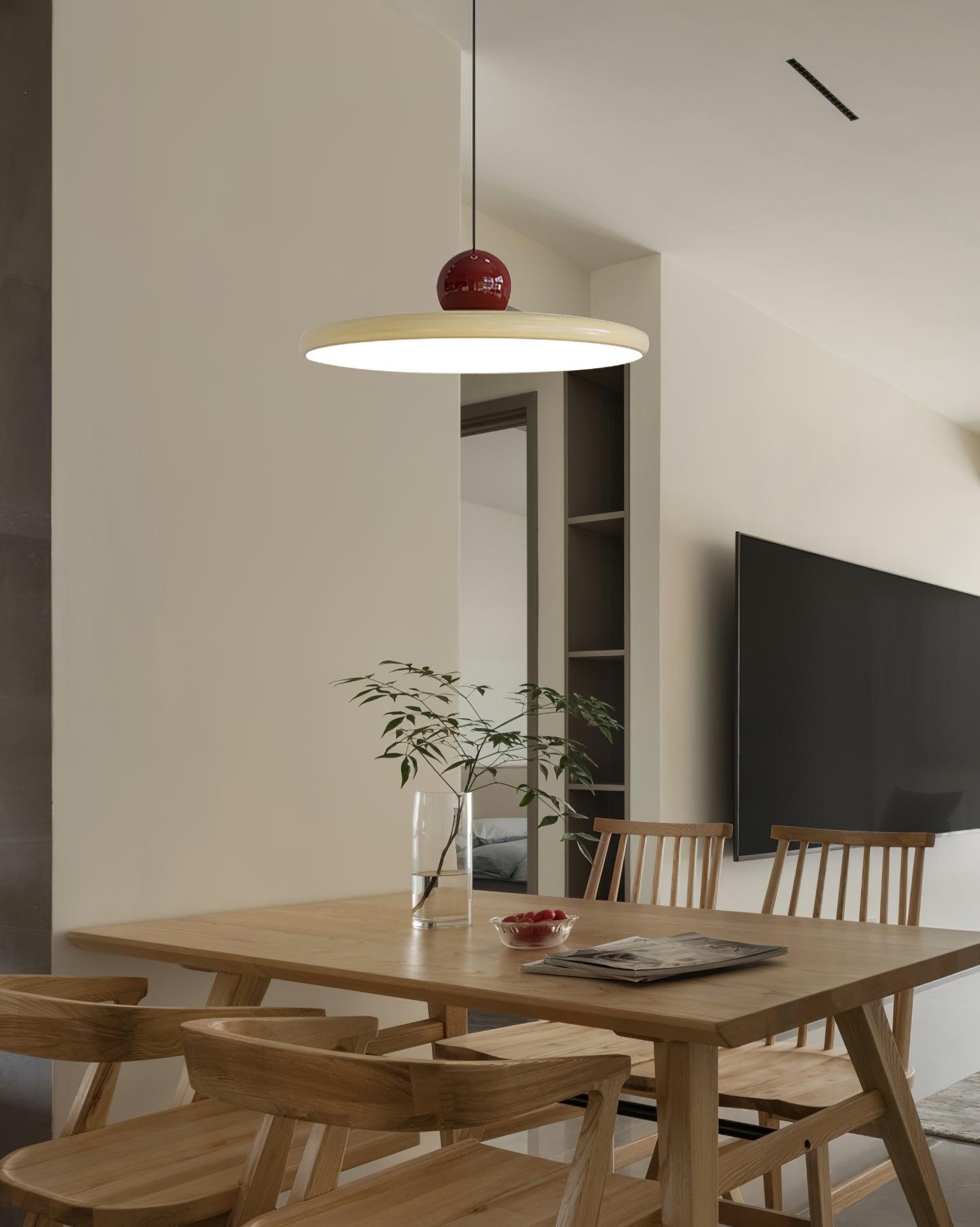 Minimalist Round Disk Pendant Light With Warm Glow NALANI