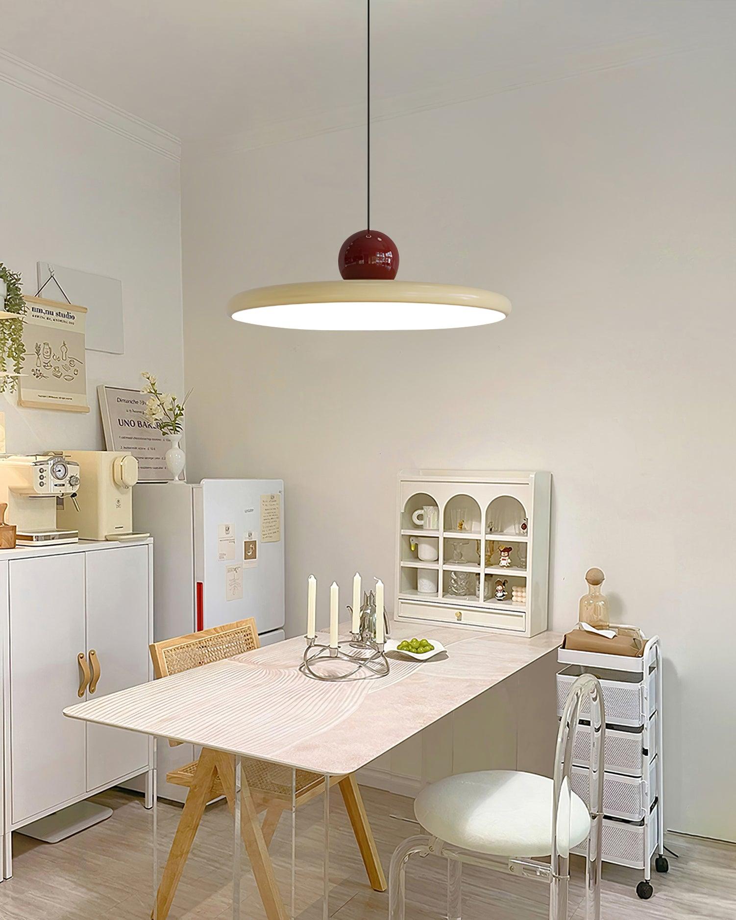 Minimalist Round Disk Pendant Light With Warm Glow NALANI