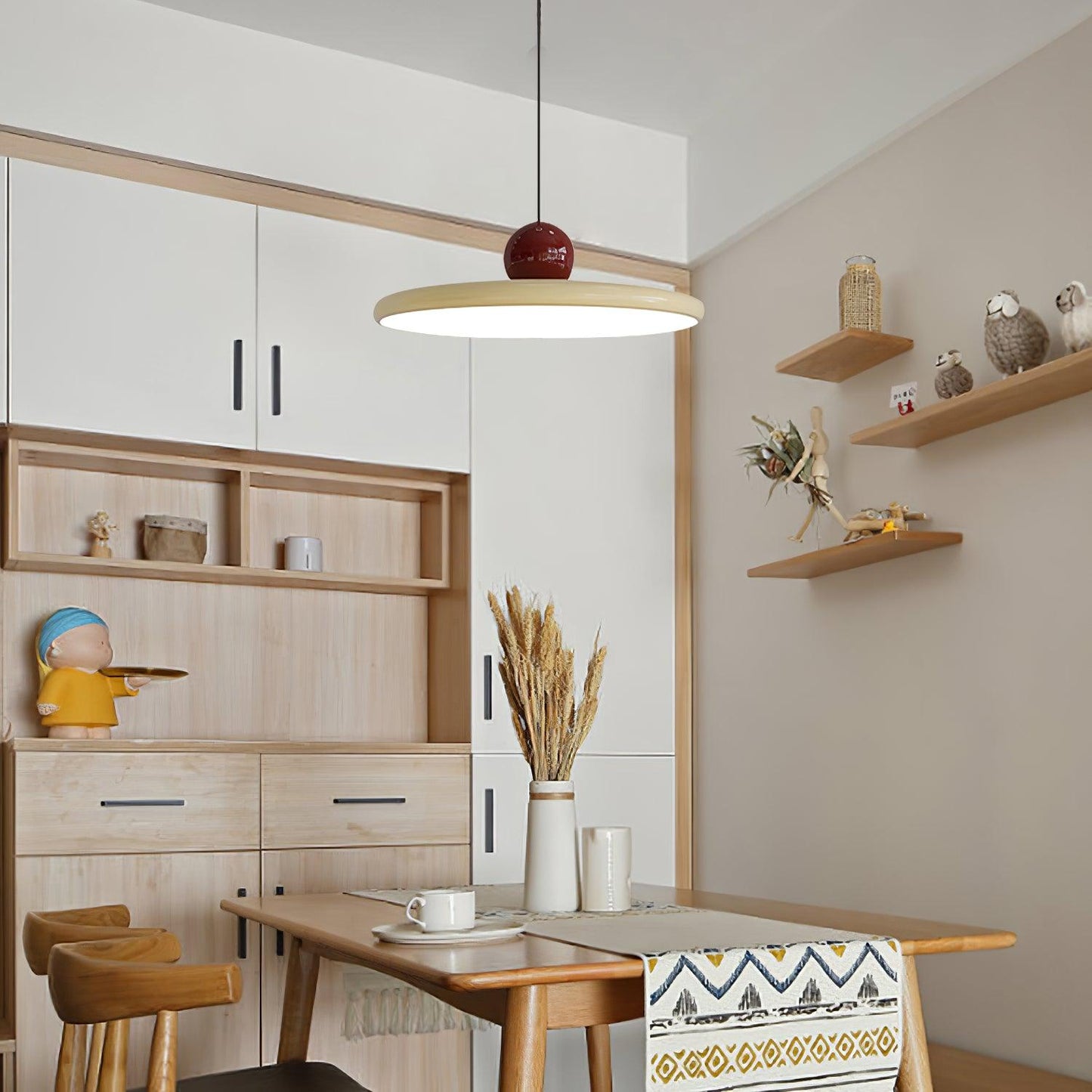 Minimalist Round Disk Pendant Light With Warm Glow NALANI