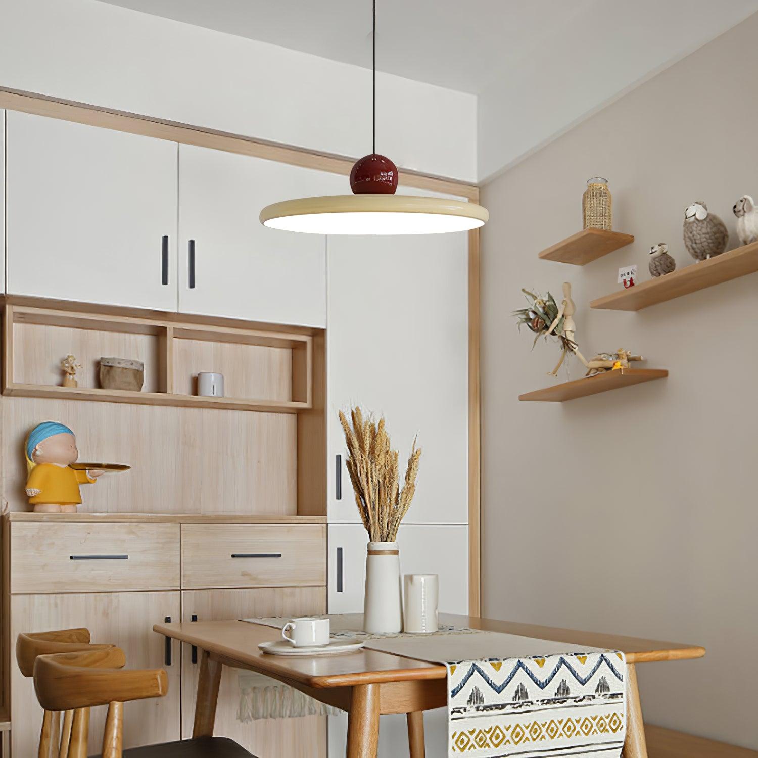 Minimalist Round Disk Pendant Light With Warm Glow NALANI