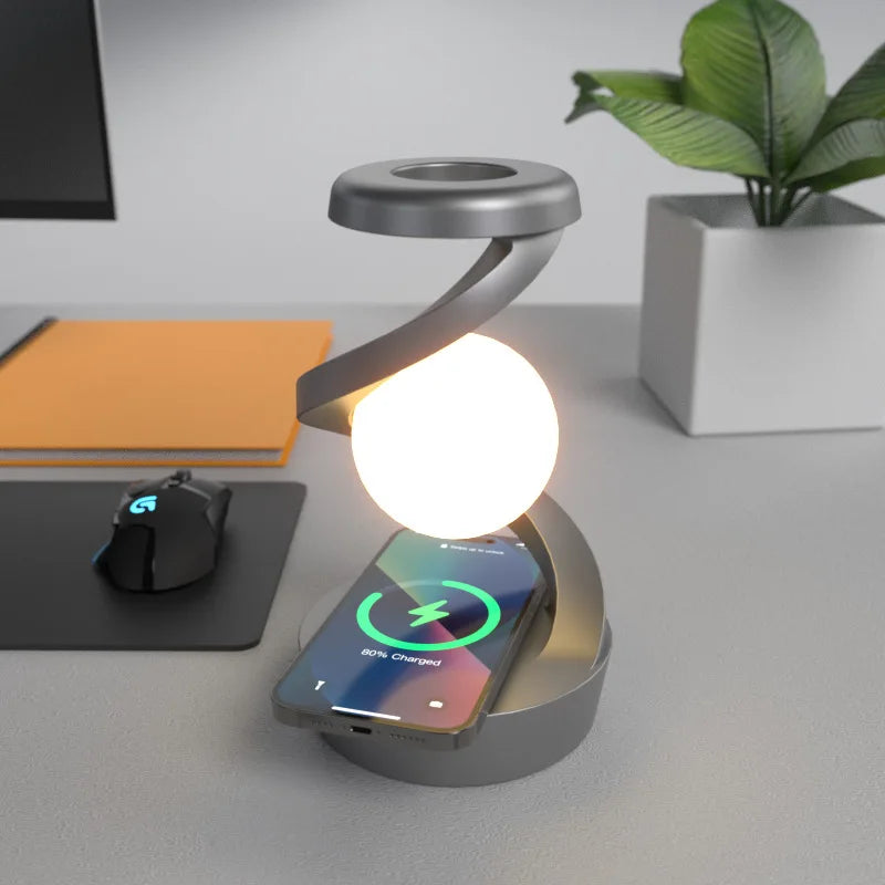 Minimalist Spiral Table Lamp with Glowing Sphere Design NaLani