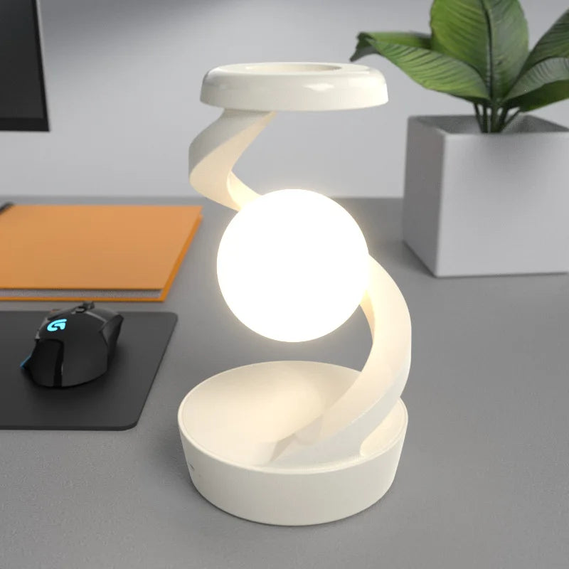 Minimalist Spiral Table Lamp with Glowing Sphere Design NaLani