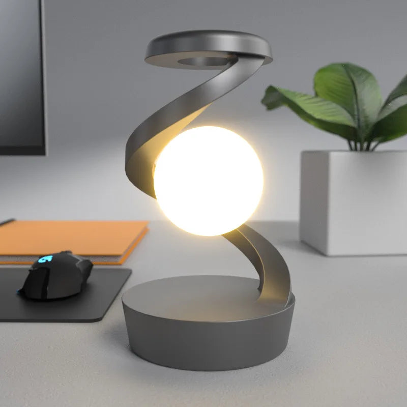 Minimalist Spiral Table Lamp with Glowing Sphere Design NaLani